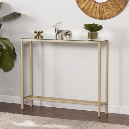 36" Silver and Gold Mirrored Glass Console Table HomeRoots