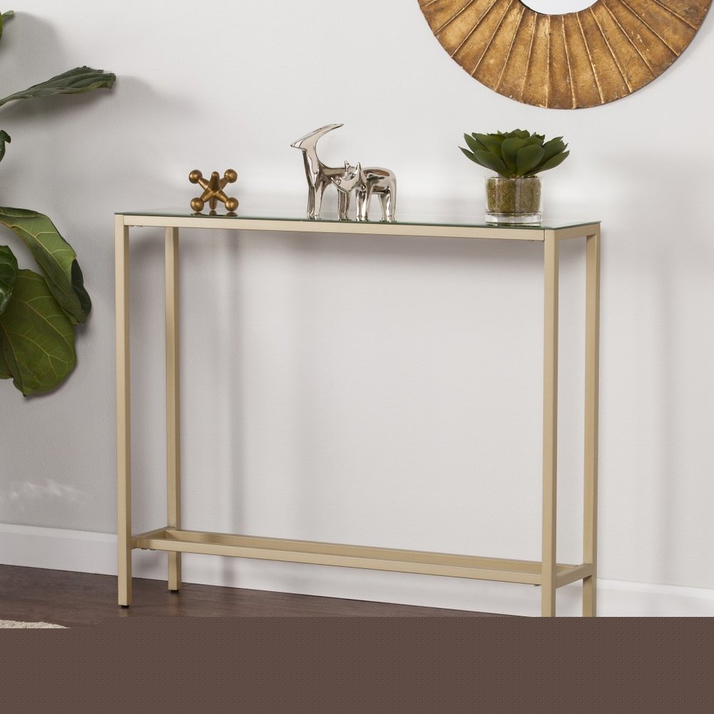 36" Silver and Gold Mirrored Glass Console Table HomeRoots