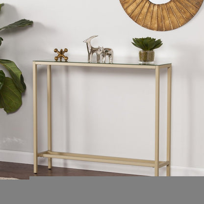 36" Silver and Gold Mirrored Glass Console Table HomeRoots