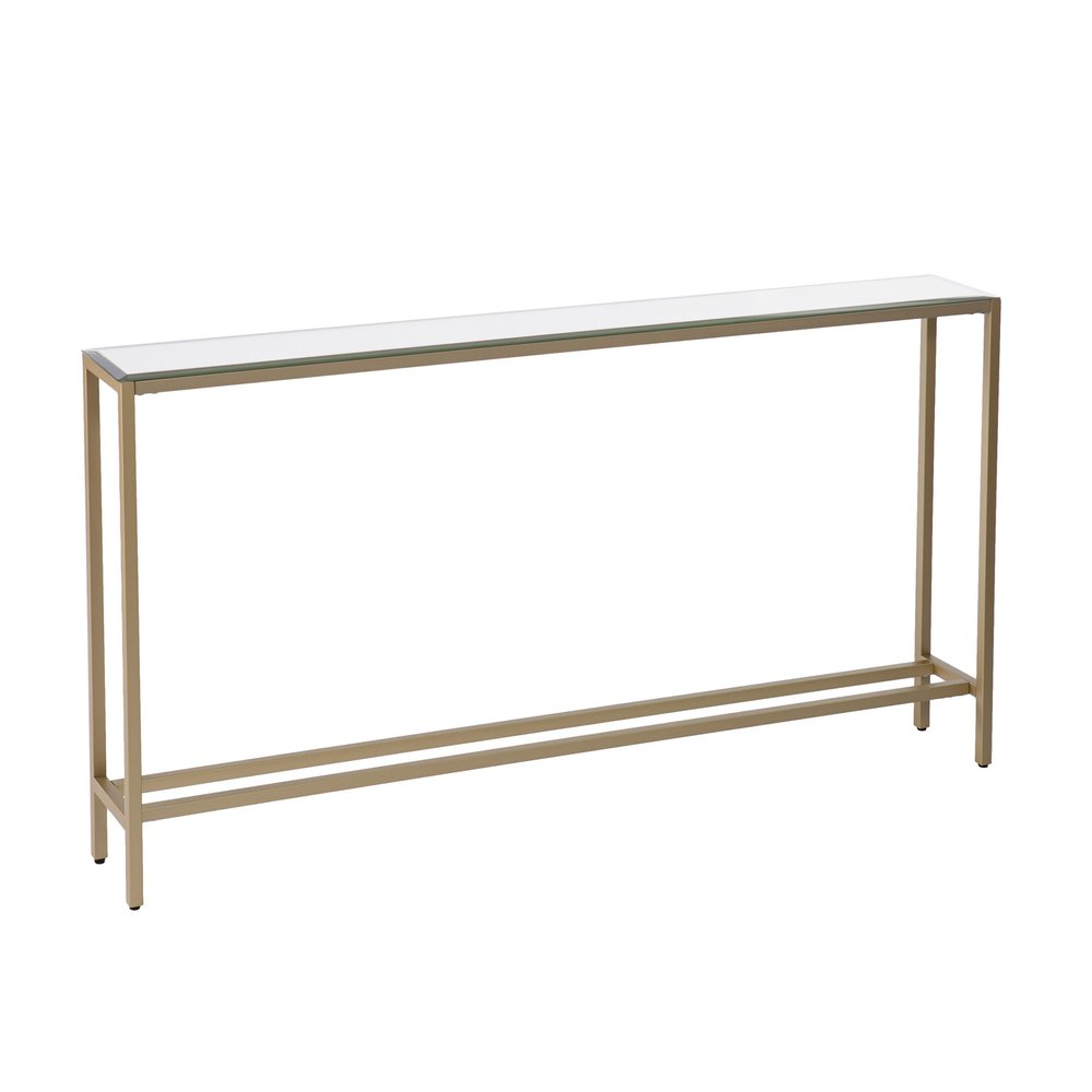 56" Silver and Gold Mirrored Glass Console Table HomeRoots