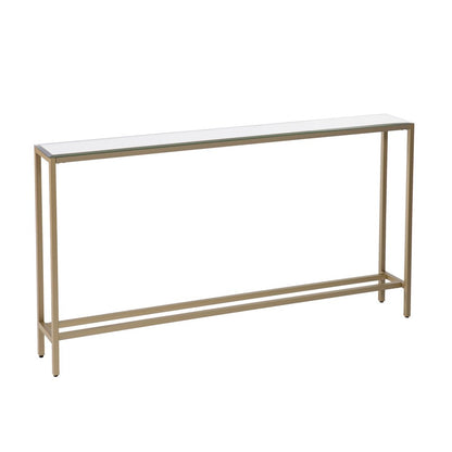 56" Silver and Gold Mirrored Glass Console Table HomeRoots
