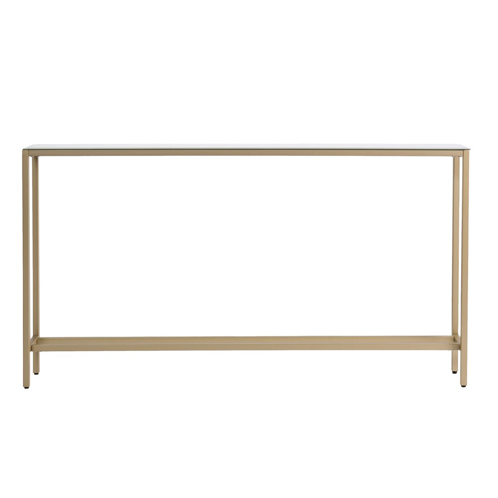56" Silver and Gold Mirrored Glass Console Table HomeRoots