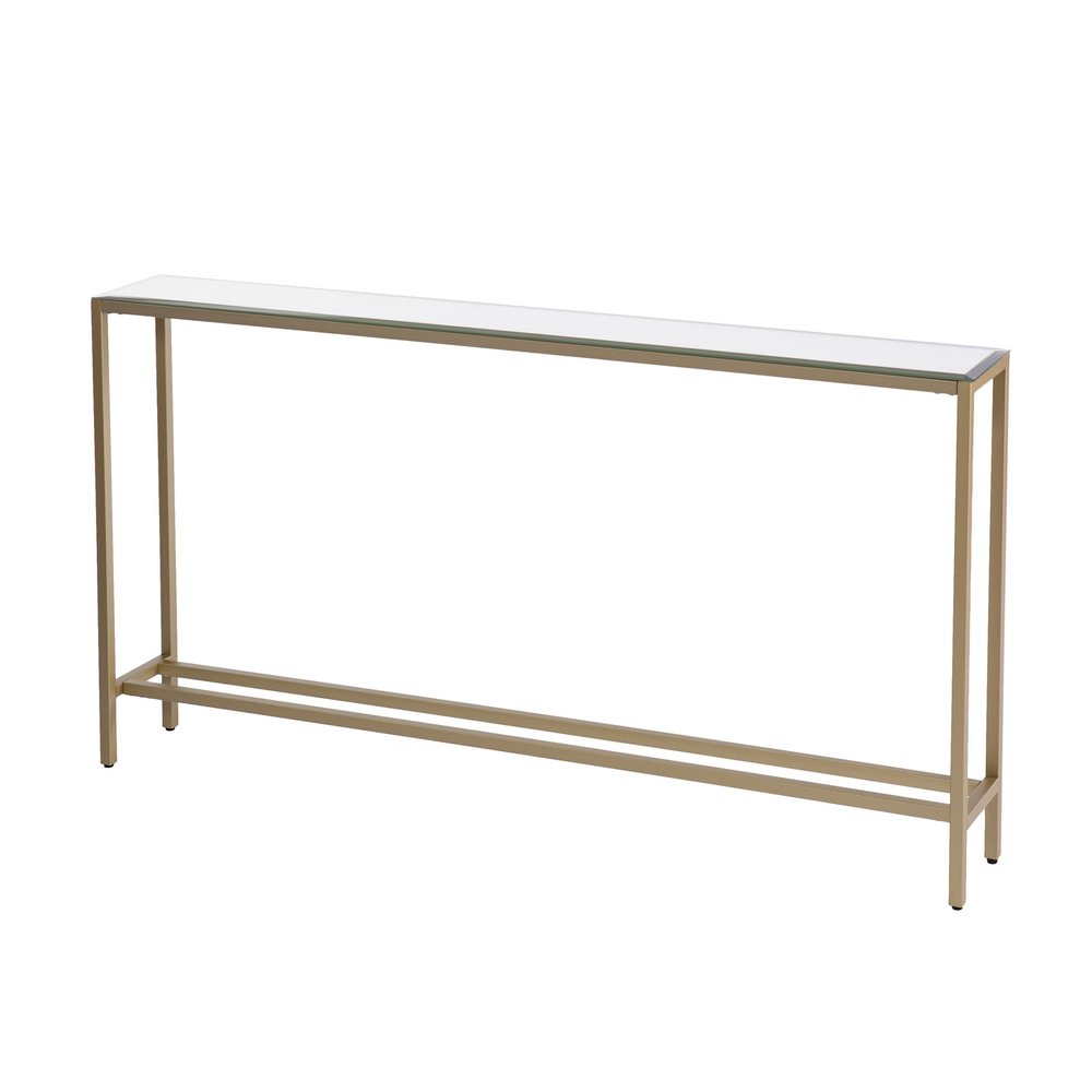 56" Silver and Gold Mirrored Glass Console Table HomeRoots