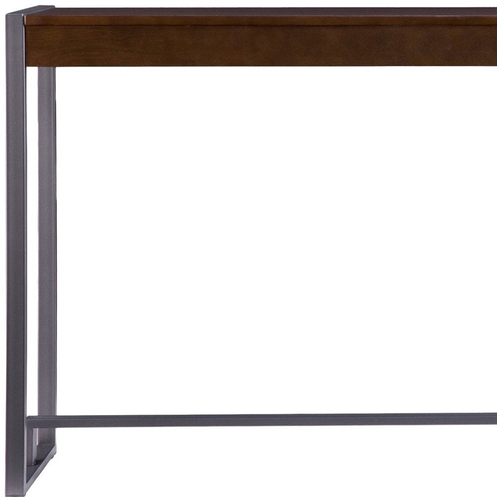 54" Dark Brown and Gunmetal Wood and Metal Sled Console Table HomeRoots