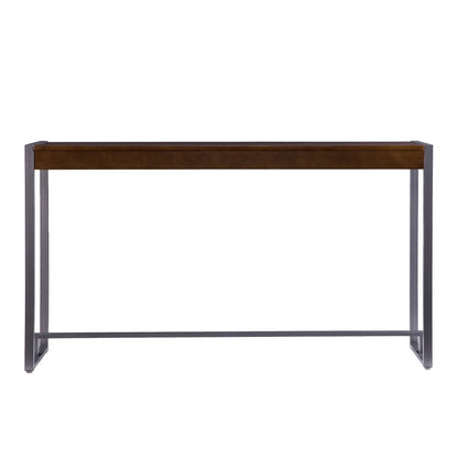 54" Dark Brown and Gunmetal Wood and Metal Sled Console Table HomeRoots
