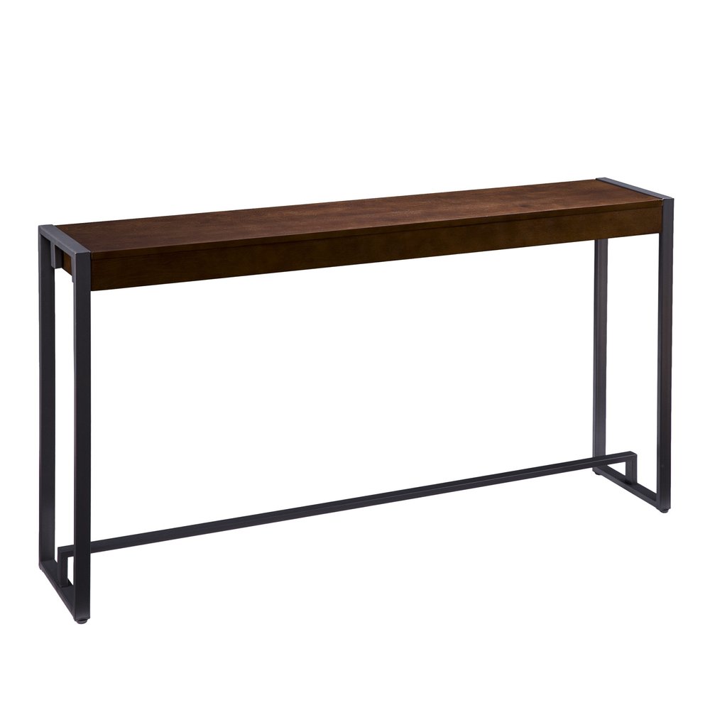 54" Dark Brown and Gunmetal Wood and Metal Sled Console Table HomeRoots