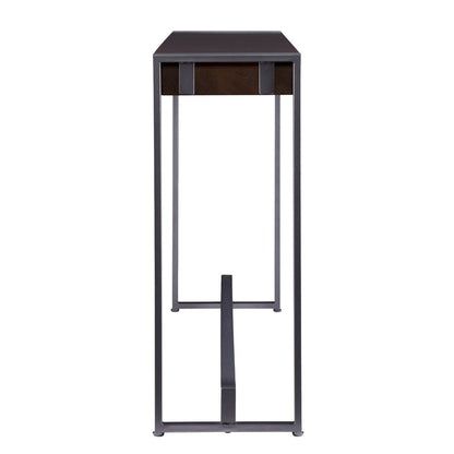 54" Dark Brown and Gunmetal Wood and Metal Sled Console Table HomeRoots