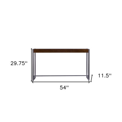 54" Dark Brown and Gunmetal Wood and Metal Sled Console Table HomeRoots