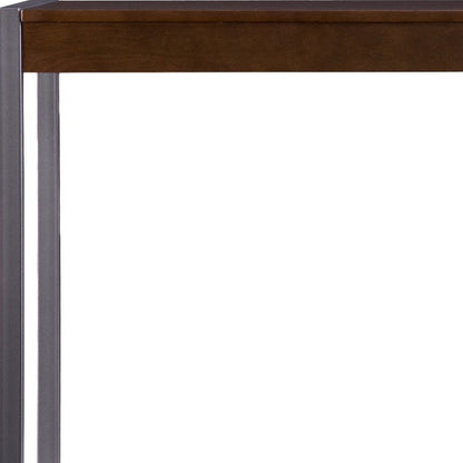 54" Dark Brown and Gunmetal Wood and Metal Sled Console Table HomeRoots