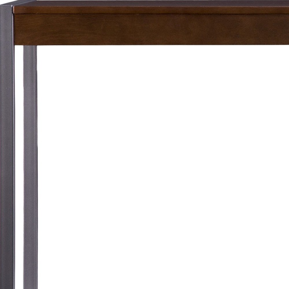 54" Dark Brown and Gunmetal Wood and Metal Sled Console Table HomeRoots