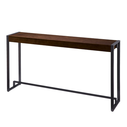 54" Dark Brown and Gunmetal Wood and Metal Sled Console Table HomeRoots