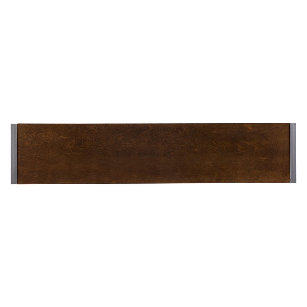 54" Dark Brown and Gunmetal Wood and Metal Sled Console Table HomeRoots