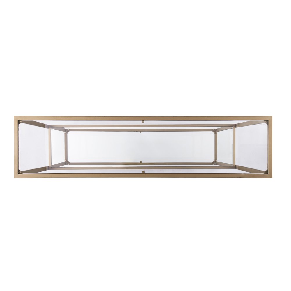 52" Clear and Gold Mirrored Glass and Metal Sled Console Table With Shelf HomeRoots