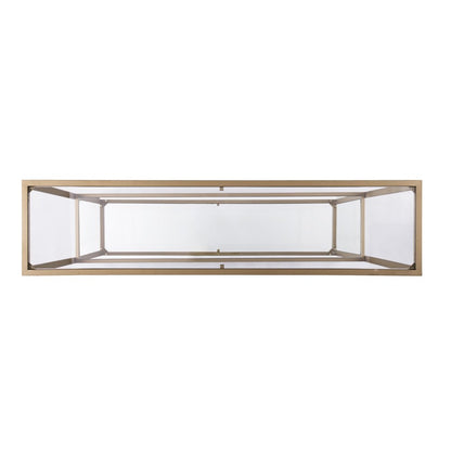 52" Clear and Gold Mirrored Glass and Metal Sled Console Table With Shelf HomeRoots