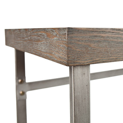 46" Gray Brown and Silver Wood and Metal Distressed Sled Console Table HomeRoots
