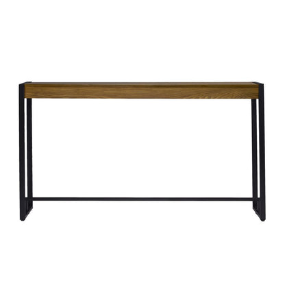 54" Gray Brown and Black Distressed Sled Console Table HomeRoots