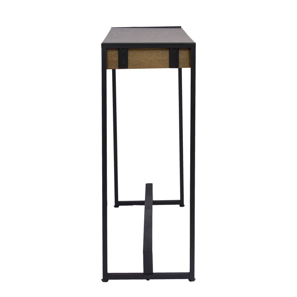 54" Gray Brown and Black Distressed Sled Console Table HomeRoots
