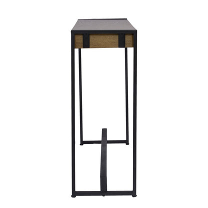 54" Gray Brown and Black Distressed Sled Console Table HomeRoots