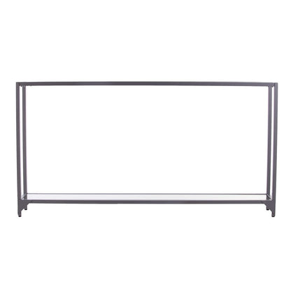 56" Clear and Silver Glass Mirrored Floor Shelf Console Table With Storage HomeRoots