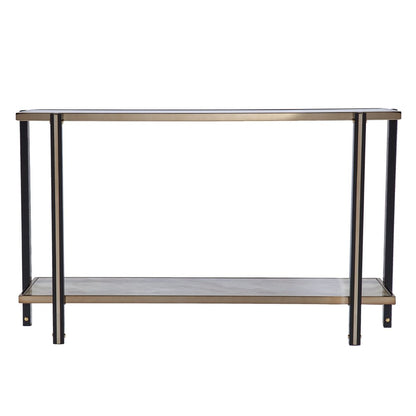 50" Smoky Black and Champagne Mirrored Glass Console Table With Shelf HomeRoots