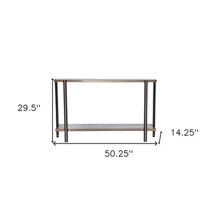 50" Smoky Black and Champagne Mirrored Glass Console Table With Shelf HomeRoots