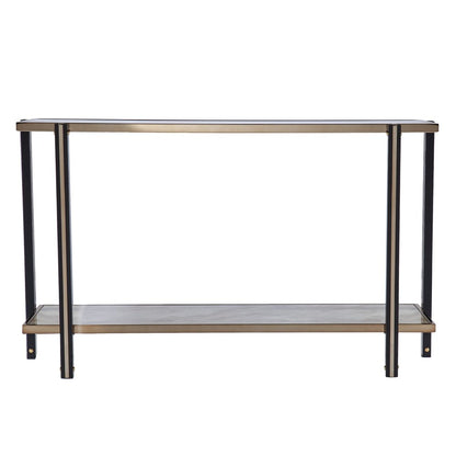 50" Smoky Black and Champagne Mirrored Glass Console Table With Shelf HomeRoots