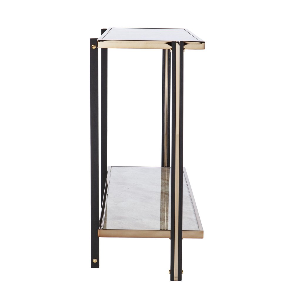 50" Smoky Black and Champagne Mirrored Glass Console Table With Shelf HomeRoots