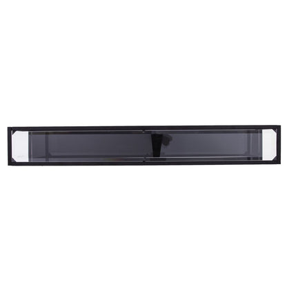 56" Clear and Black Glass Frame Console Table With Shelves