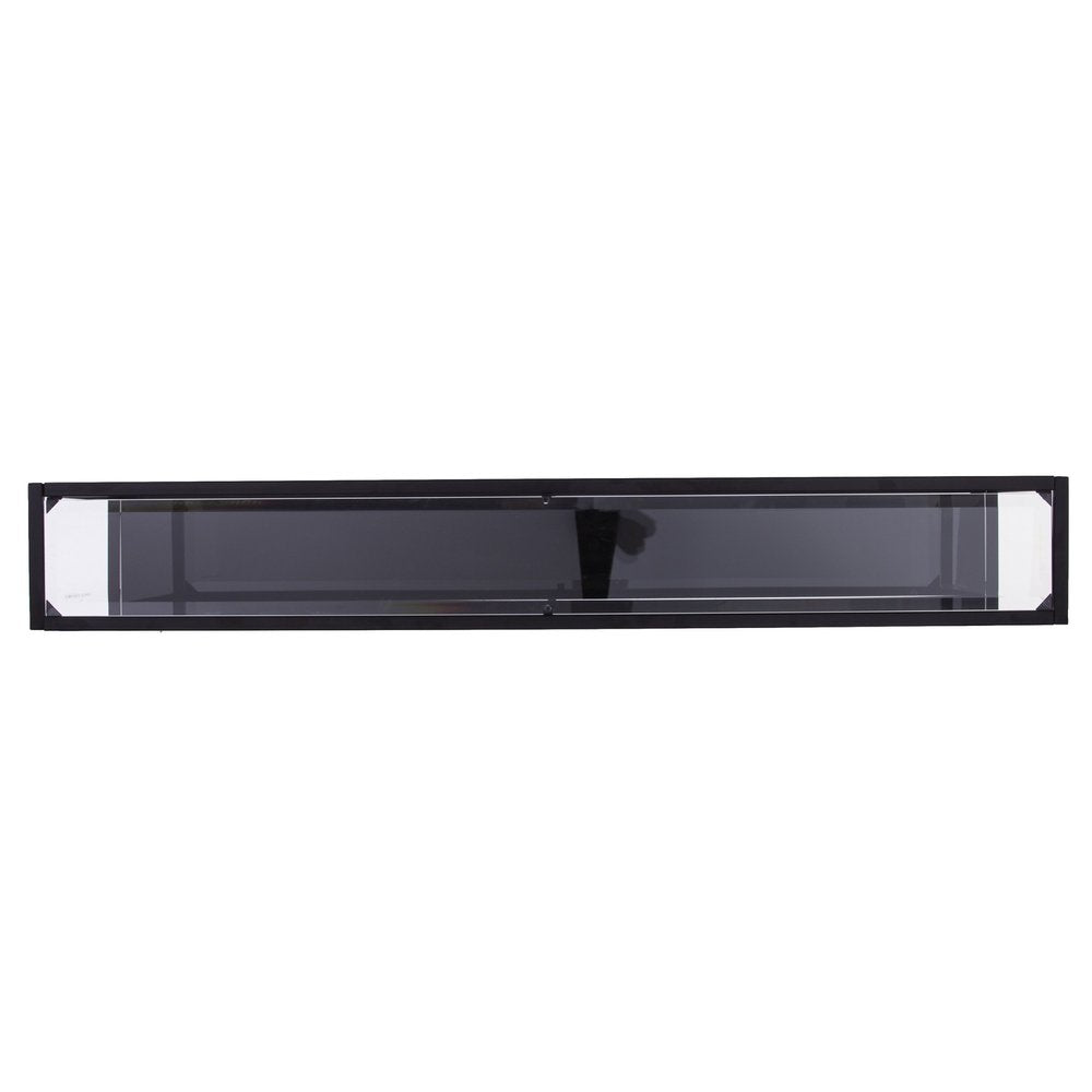 56" Clear and Black Glass Frame Console Table With Shelves HomeRoots