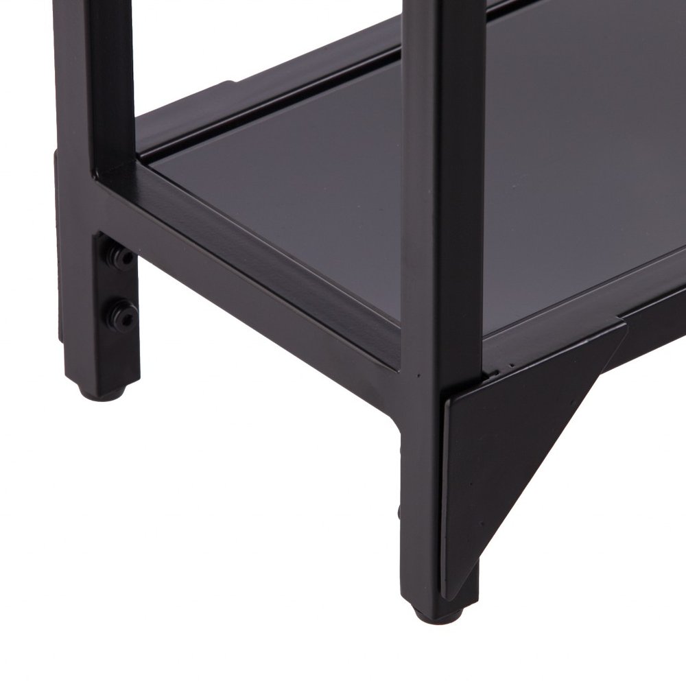 56" Clear and Black Glass Frame Console Table With Shelves — view 8