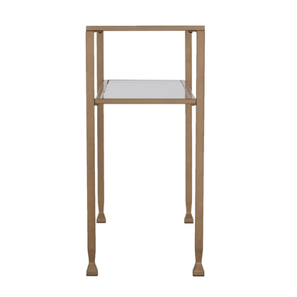 43" Clear and Gold Glass Console Table With Shelves HomeRoots