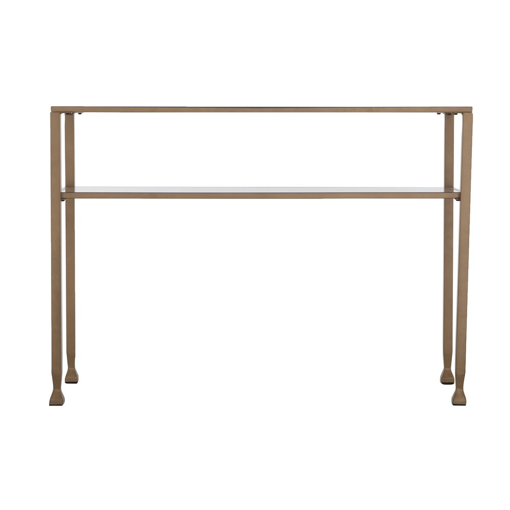 43" Clear and Gold Glass Console Table With Shelves HomeRoots
