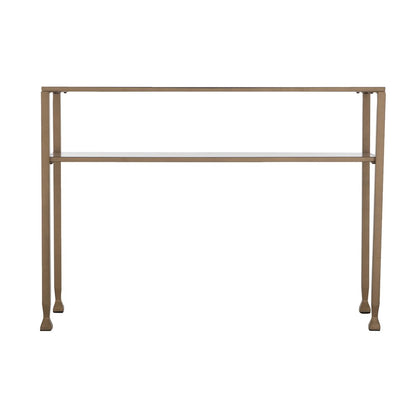 43" Clear and Gold Glass Console Table With Shelves HomeRoots