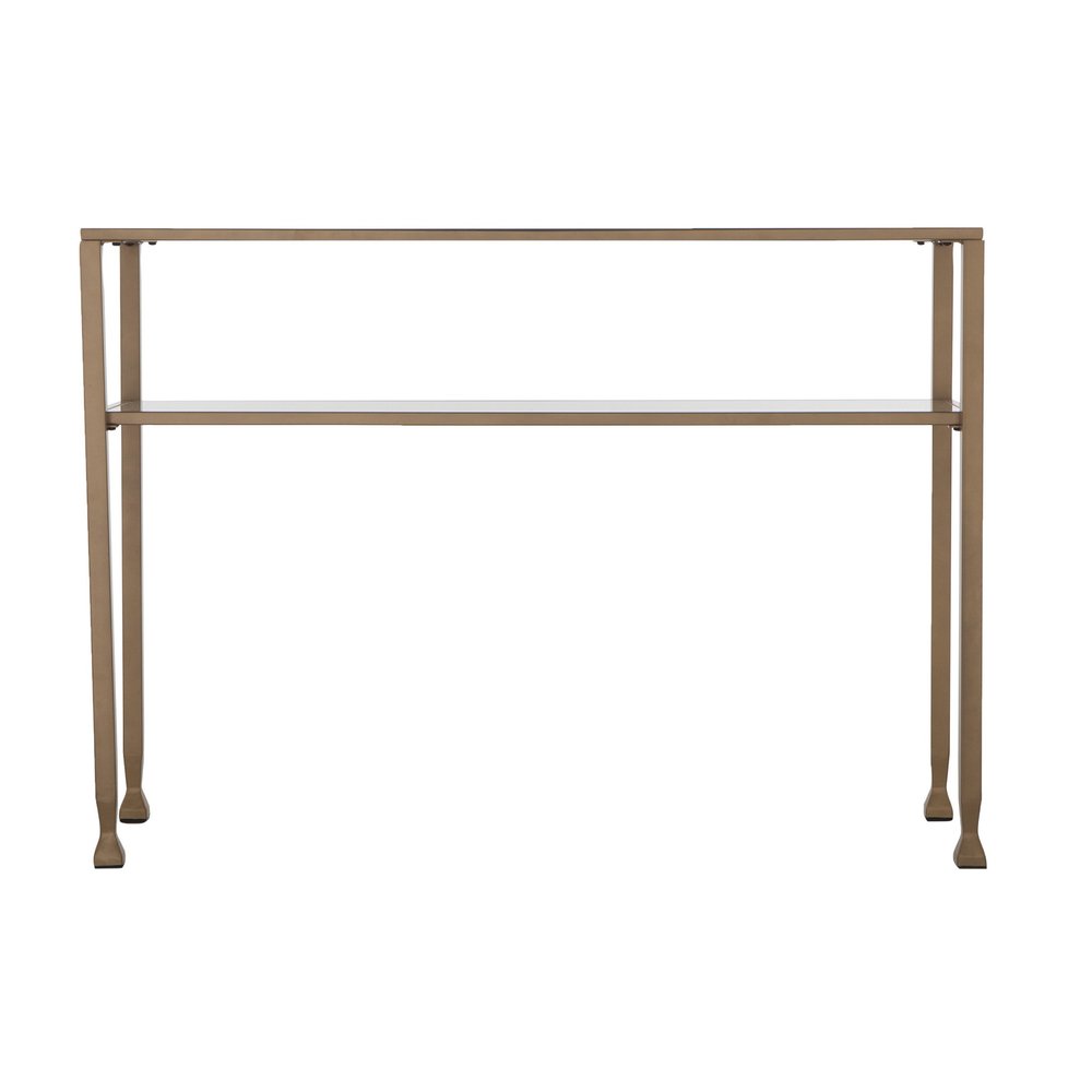 43" Clear and Gold Glass Console Table With Shelves HomeRoots