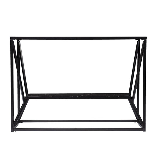 42" Black Glass and Metal A Frame Console Table With Shelf HomeRoots