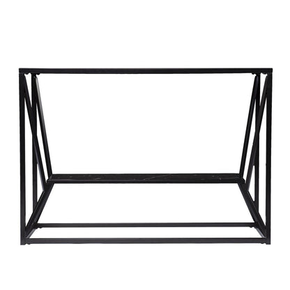 42" Black Glass and Metal A Frame Console Table With Shelf HomeRoots