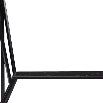 42" Black Glass and Metal A Frame Console Table With Shelf HomeRoots