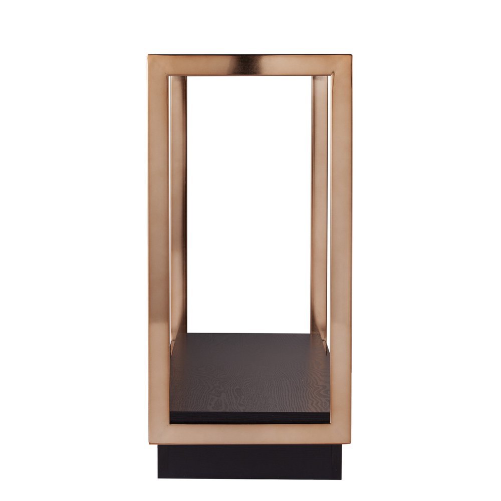 48" Clear Black and Champagne Glass Floor Shelf Console Table With Shelf HomeRoots