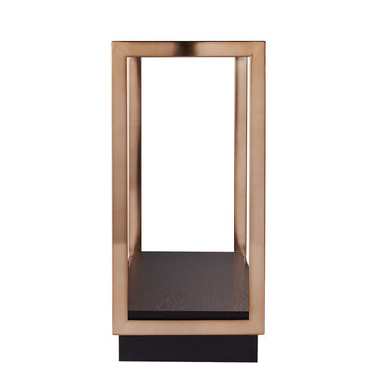 48" Clear Black and Champagne Glass Floor Shelf Console Table With Shelf HomeRoots
