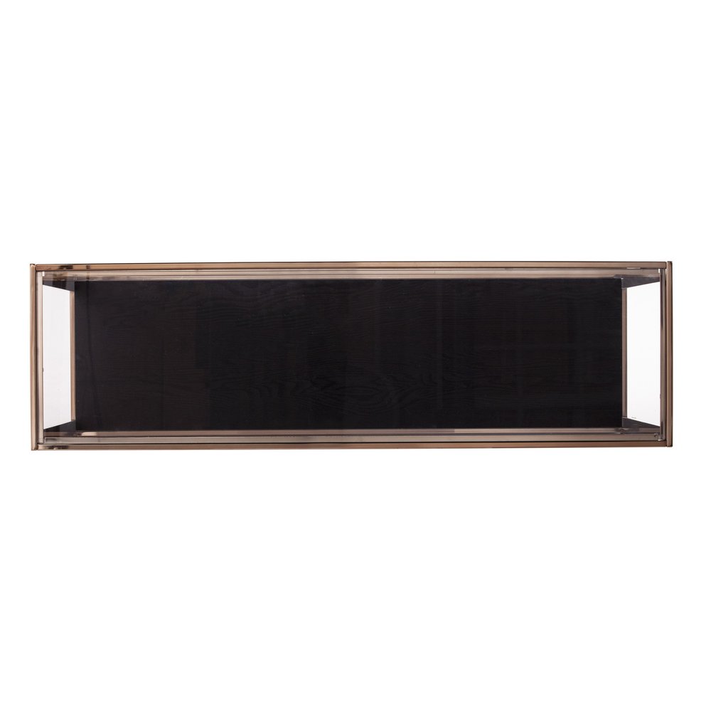 48" Clear Black and Champagne Glass Floor Shelf Console Table With Shelf HomeRoots