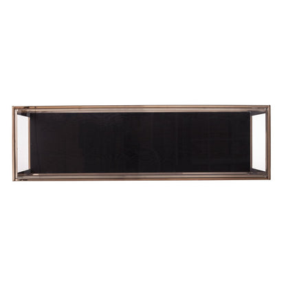 48" Clear Black and Champagne Glass Floor Shelf Console Table With Shelf HomeRoots