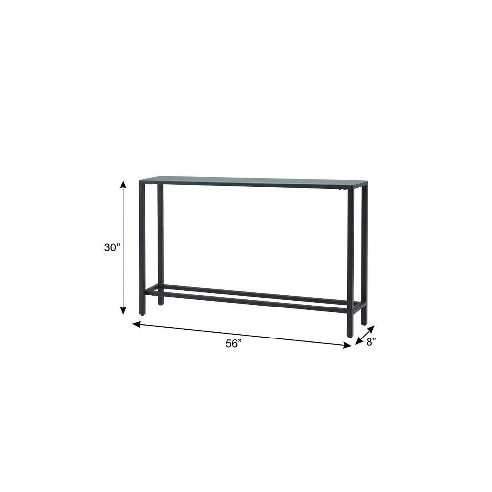 56" Black Mirrored Glass Console Table HomeRoots