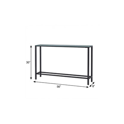56" Black Mirrored Glass Console Table