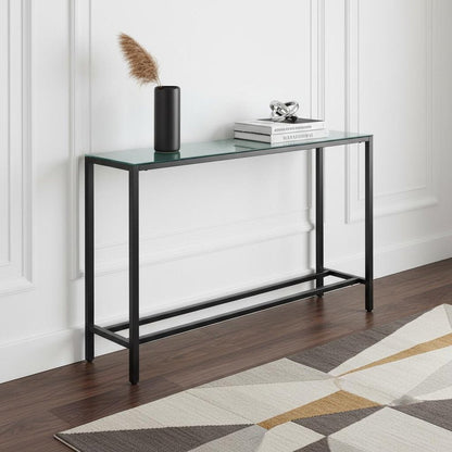 56" Black Mirrored Glass Console Table HomeRoots