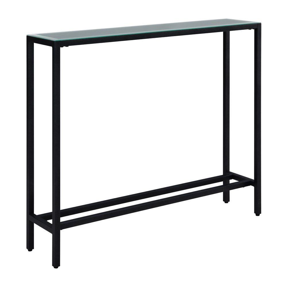 36" Black Mirrored Glass Console Table — view 2