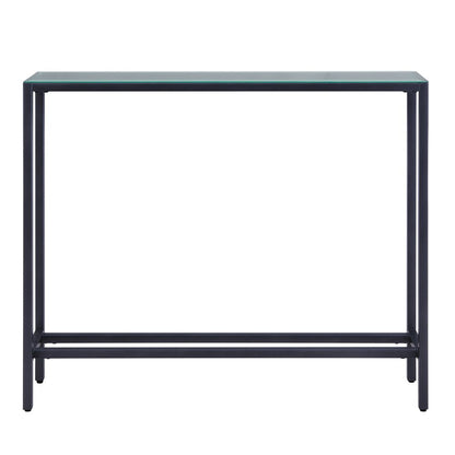 36" Black and Gunmetal Mirrored Glass Console Table HomeRoots