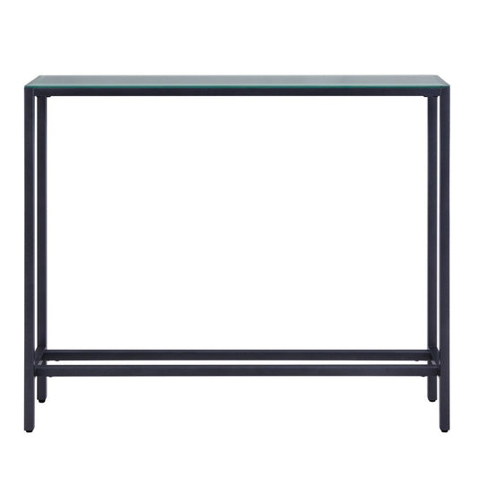 36" Black and Gunmetal Mirrored Glass Console Table HomeRoots