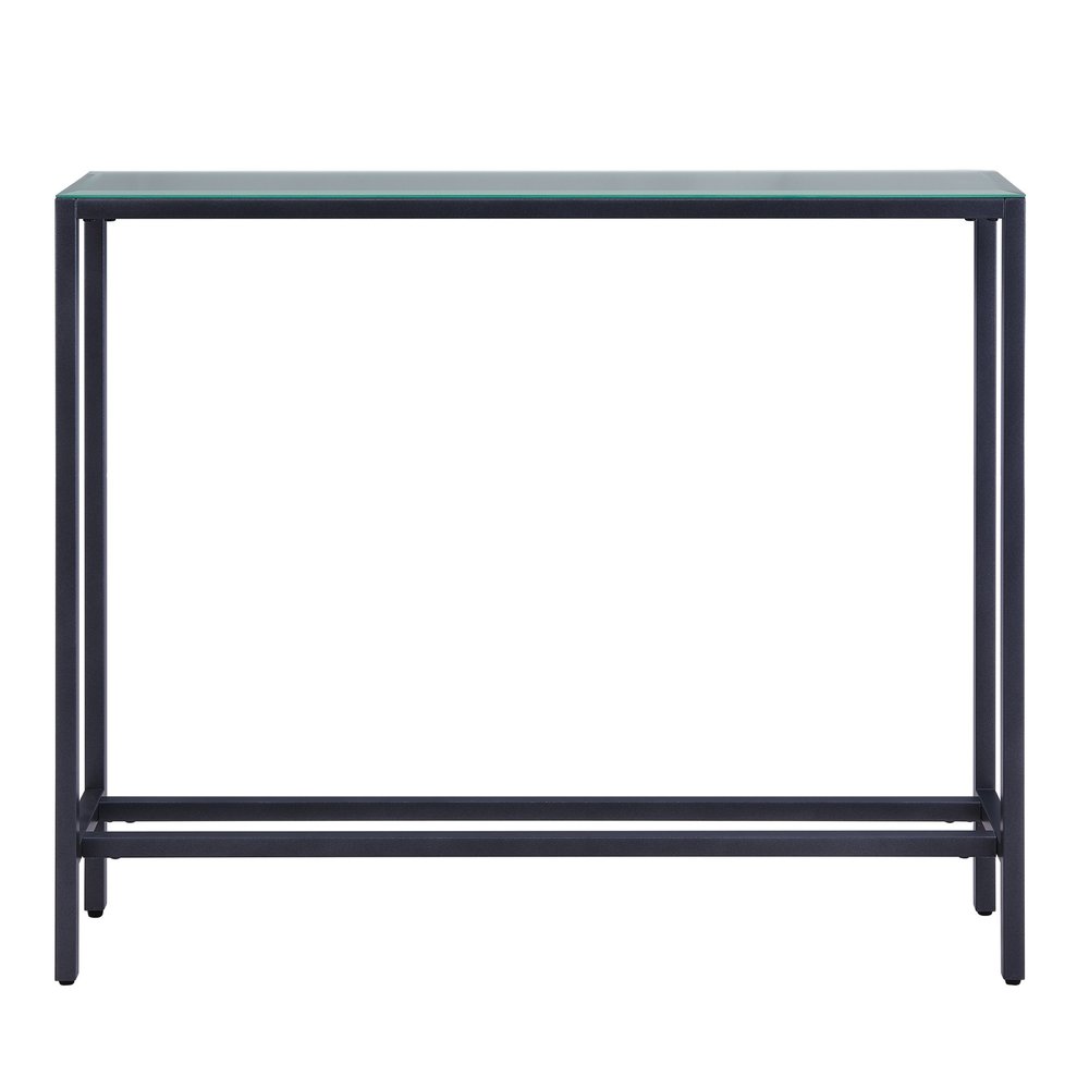 36" Black and Gunmetal Mirrored Glass Console Table HomeRoots