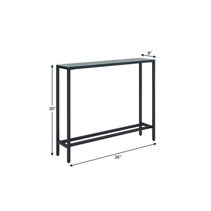 36" Black and Gunmetal Mirrored Glass Console Table HomeRoots
