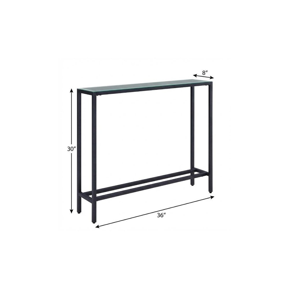 36" Black and Gunmetal Mirrored Glass Console Table HomeRoots
